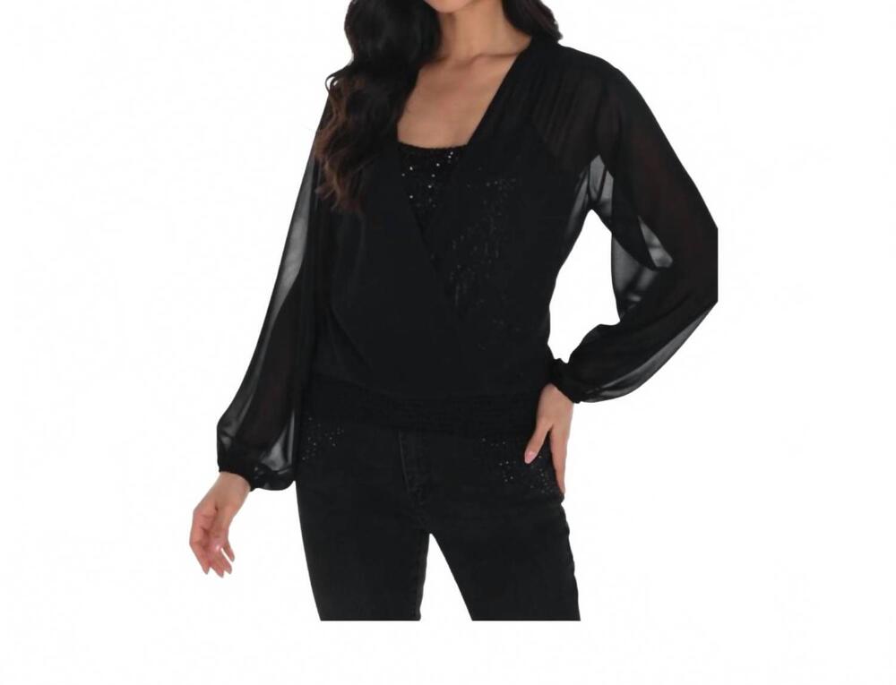 NEW FRANK LYMAN long sleeve woven top in black